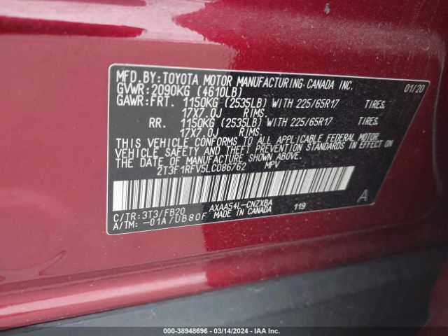 2T3F1RFV5LC086762 Toyota RAV4 LE