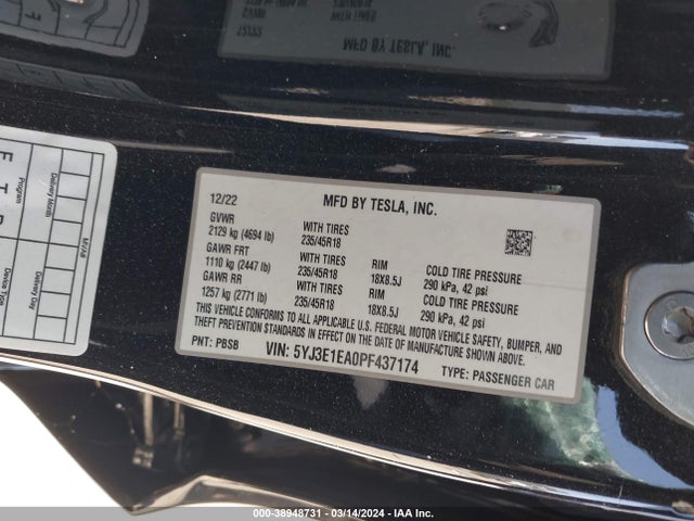 2023 TESLA MODEL 3 5YJ3E1EA0PF437174 Photo 8