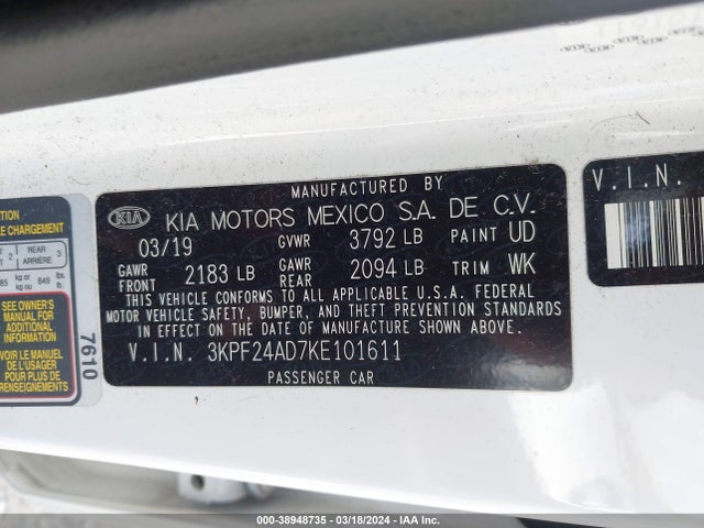 KIA Forte Lxs 2019 3KPF24AD7KE101611 Image 9