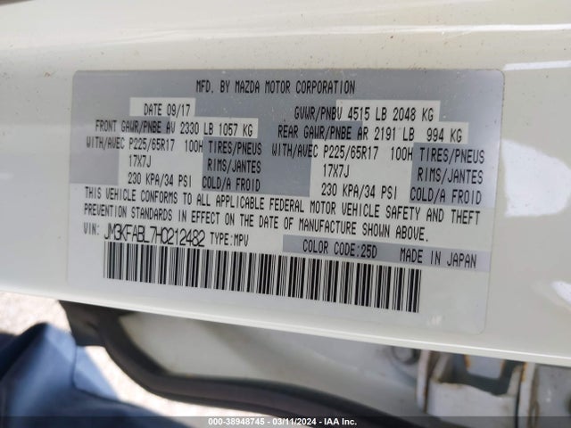 Mazda CX-5 SPORT 2017 JM3KFABL7H0212482 Image 9