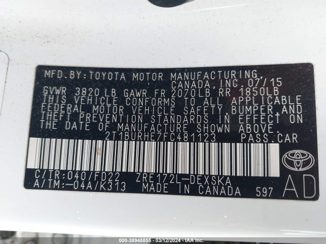 Toyota Corolla S Plus 2015 2T1BURHE7FC481123 Image 9