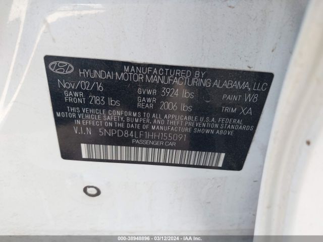 5NPD84LF1HH155091 Hyundai Elantra Value Edition