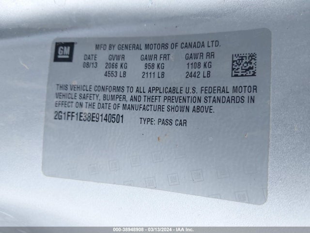 Chevrolet Camaro 1lt 2014 2G1FF1E38E9140501 Image 9