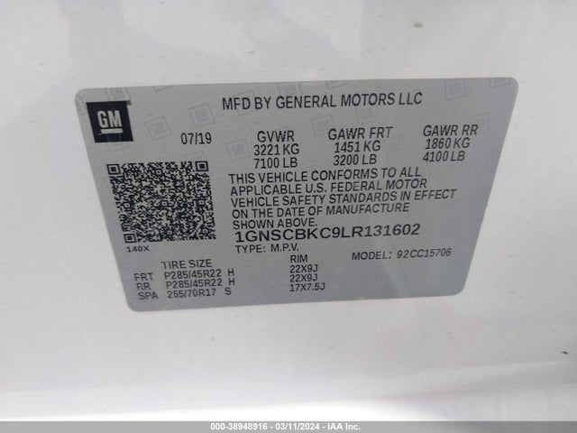 Chevrolet Tahoe 2wd Lt 2020 1GNSCBKC9LR131602 Image 9