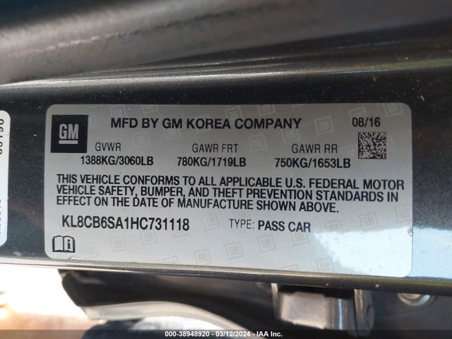 Chevrolet Spark Ls Cvt 2017 KL8CB6SA1HC731118 Image 9