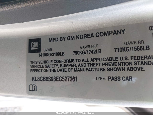 Chevrolet Spark Ls Auto 2014 KL8CB6S93EC527261 Image 9
