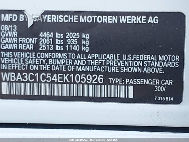 BMW 328I 2014 WBA3C1C54EK105926 Image 9
