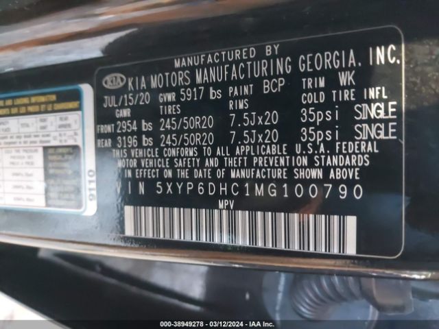 5XYP6DHC1MG100790 KIA Telluride S
