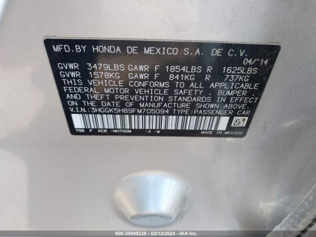 3HGGK5H89FM705094 Honda Fit Ex/ex-l