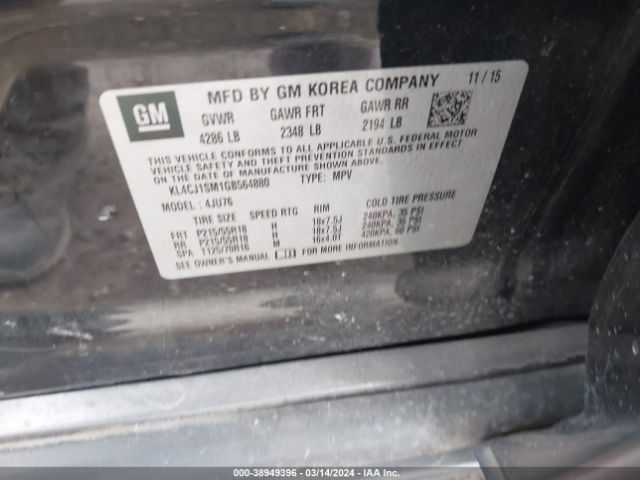 KL4CJ1SM1GB564880 Buick Encore Sport Touring