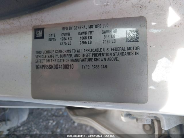 1G4PR5SK0G4100310 Buick Verano Convenience Group