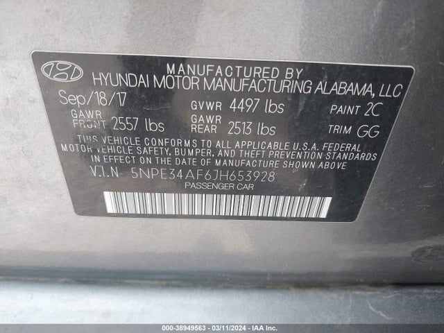 Hyundai SONATA SEL 2018 5NPE34AF6JH653928 Image 9