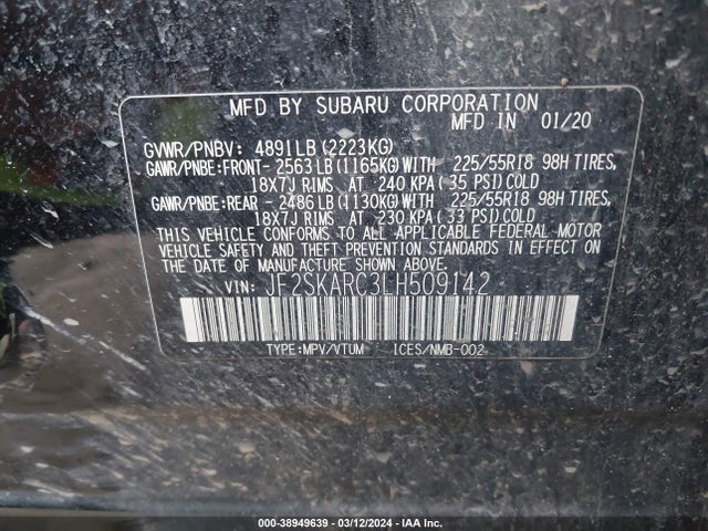 JF2SKARC3LH509142 Subaru Forester Sport