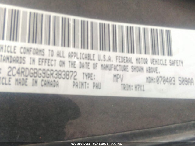 Dodge Grand Caravan Se 2016 2C4RDGBG9GR383872 Image 9