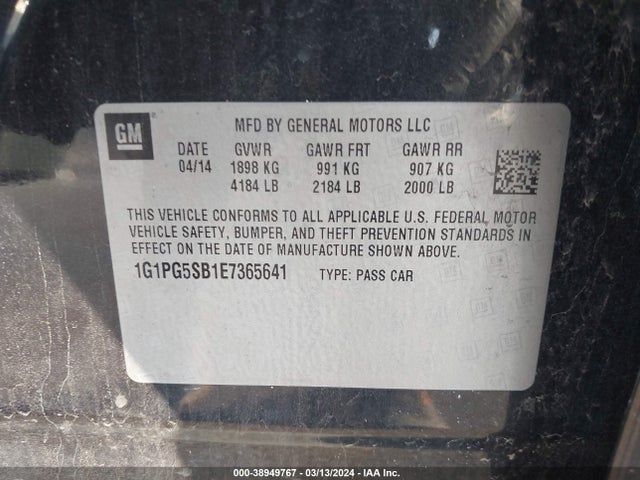 Chevrolet CRUZE LTZ 2014 1G1PG5SB1E7365641 Image 9