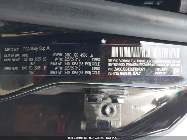 ZACCJBBT2GPD67371 Jeep Renegade 75th Anniversary