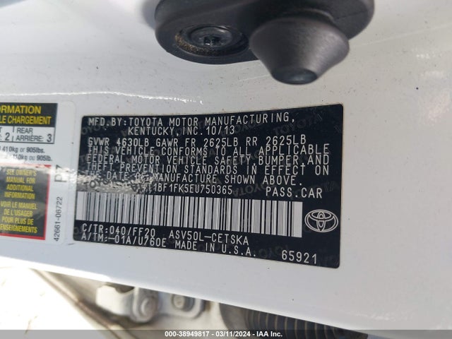 Toyota CAMRY SE 2014 4T1BF1FK5EU750365 Image 9