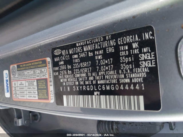 KIA SORENTO LX 2021 5XYRGDLC6MG044441 Image 9