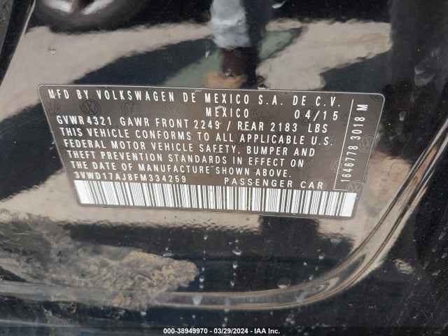 3VWD17AJ8FM334259 Volkswagen Jetta 1.8t Se