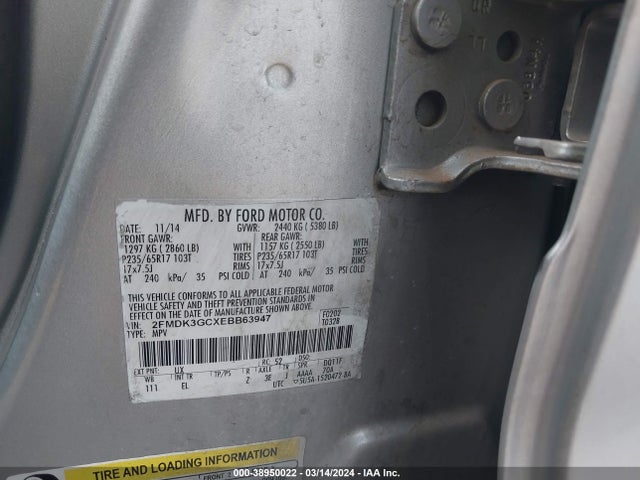 Ford EDGE SE 2014 2FMDK3GCXEBB63947 Image 9