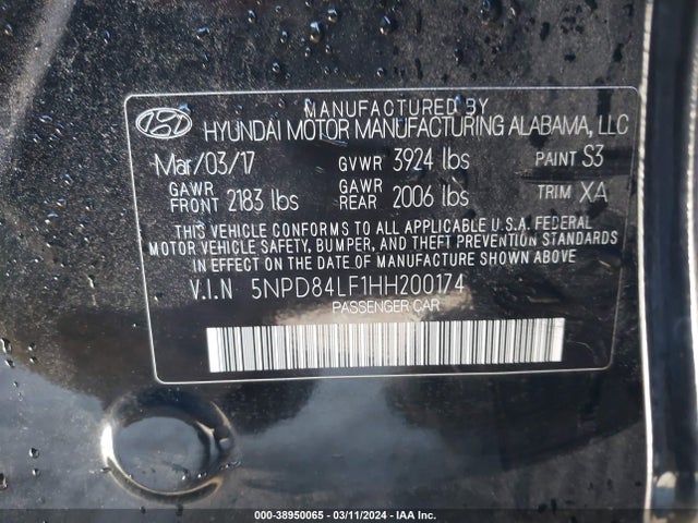 Hyundai ELANTRA SE 2017 5NPD84LF1HH200174 Image 9