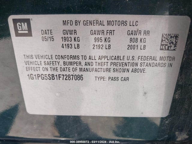 Chevrolet CRUZE LTZ 2015 1G1PG5SB1F7287086 Image 9