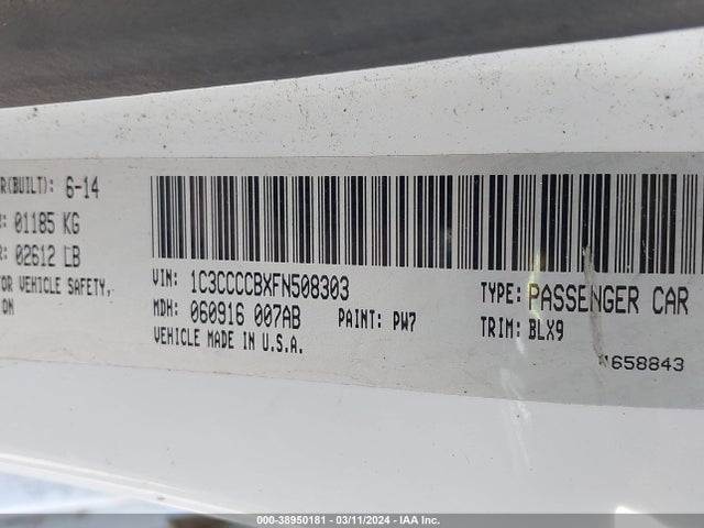 Chrysler 200 C 2015 1C3CCCCBXFN508303 Image 9
