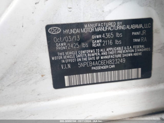 Hyundai SONATA GLS 2014 5NPEB4AC6EH823249 Image 9