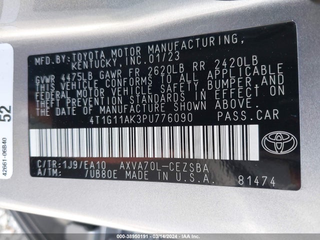 Toyota CAMRY SE 2023 4T1G11AK3PU776090 Image 9