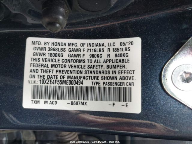 19XZE4F55ME000494 Honda INSIGHT EX