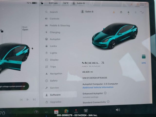 5YJ3E1EA1JF154435 Tesla Model 3 Long Range/mid Range