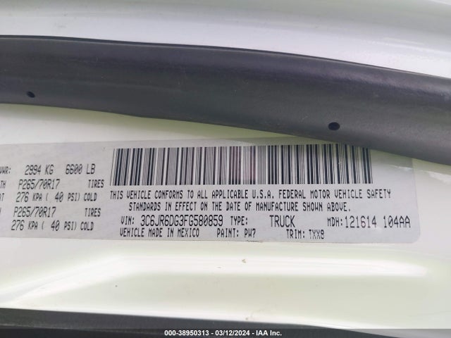 RAM 1500 Tradesman 2015 3C6JR6DG3FG580859 Image 9