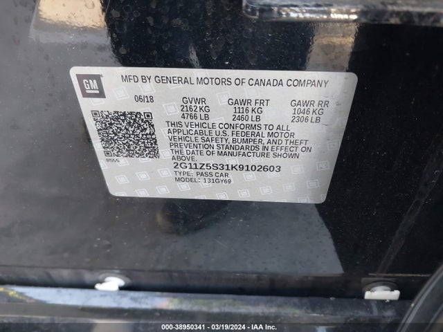 Chevrolet IMPALA LT 2019 2G11Z5S31K9102603 Image 9