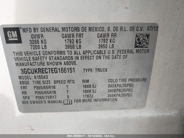 Chevrolet Silverado 1500 2lt 2014 3GCUKREC7EG166151 Image 9