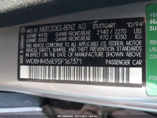 1995 MERCEDES-BENZ C WDBHM36E9SF167371 Photo 8
