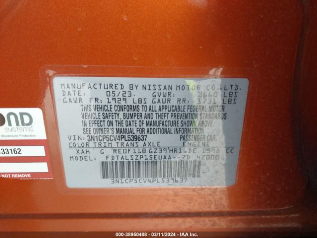 3N1CP5CV4PL539637 Nissan Kicks Sv Xtronic Cvt