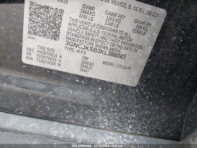 Chevrolet TRAX LS 2019 3GNCJKSB3KL388083 Image 9