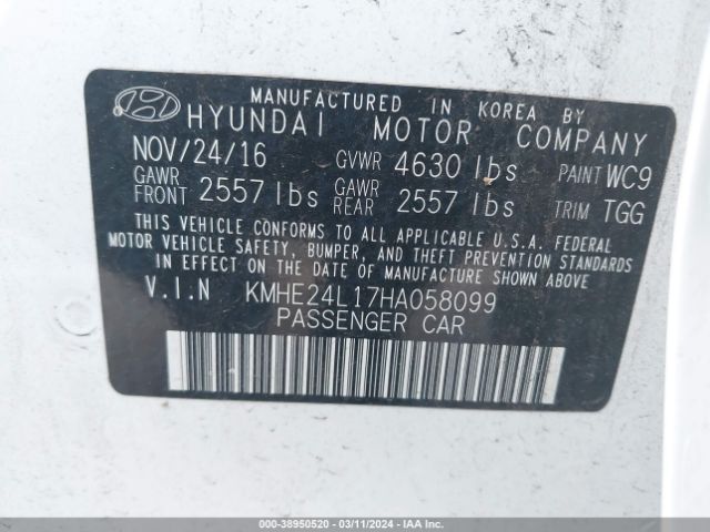 KMHE24L17HA058099 Hyundai Sonata Hybrid Se