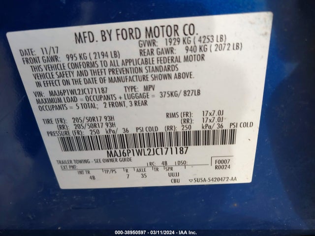 Ford Ecosport Titanium 2018 MAJ6P1WL2JC171187 Image 9
