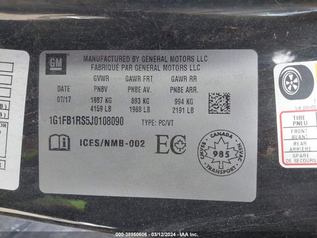 Chevrolet Camaro 1lt 2018 1G1FB1RS5J0108090 Image 9