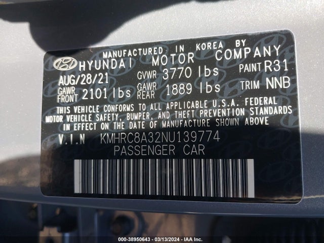 Hyundai Venue Limited 2022 KMHRC8A32NU139774 Image 9
