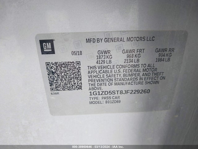 Chevrolet MALIBU LT 2018 1G1ZD5ST8JF229260 Image 9