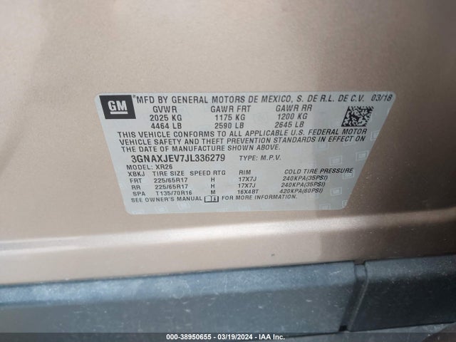 Chevrolet EQUINOX LT 2018 3GNAXJEV7JL336279 Image 9