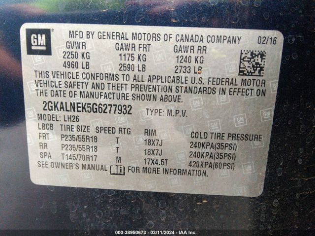 2GKALNEK5G6277932 GMC Terrain Sle-2
