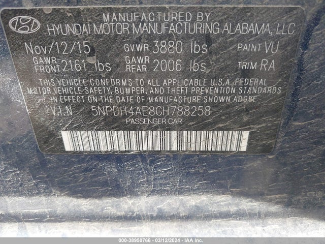 Hyundai ELANTRA SE 2016 5NPDH4AE8GH788258 Image 9