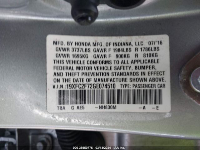 19XFC2F72GE074510 Honda CIVIC EX
