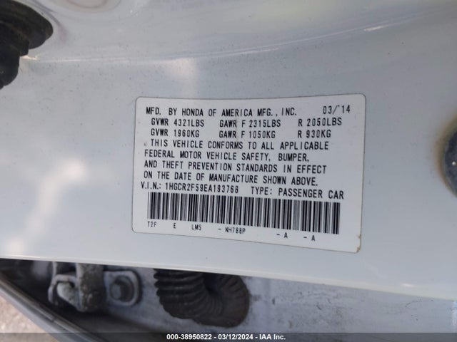 Honda Accord Sport 2014 1HGCR2F59EA193768 Image 9