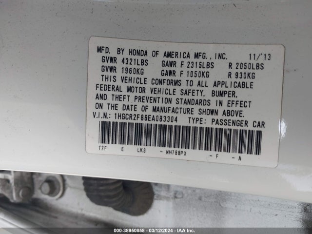 Honda Accord Ex-l 2014 1HGCR2F86EA083304 Image 9