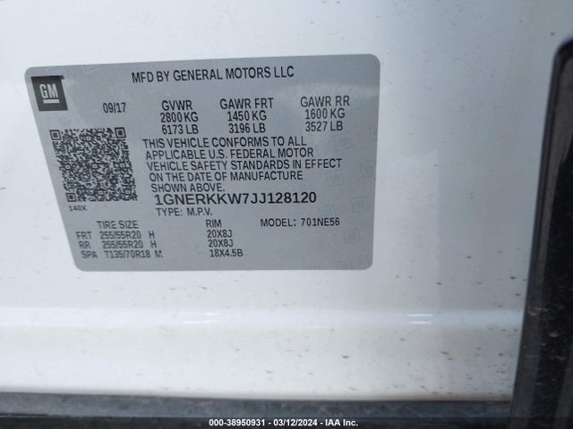 Chevrolet Traverse Premier 2018 1GNERKKW7JJ128120 Image 9
