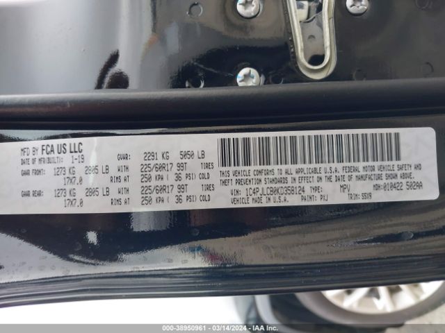 1C4PJLCB0KD358124 Jeep Cherokee Latitude Fwd